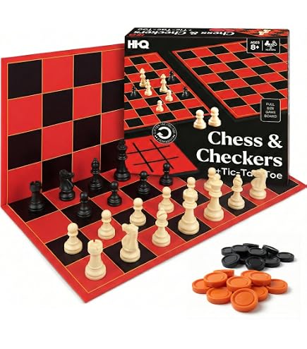 Amazon.com: HI-Q Checkers & Tic-Tac-Toe Board Game Set – Classic
